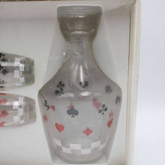 Verrerie D'Arques France Card Themed Liqueur Service Set Decanter & 6 Glass Set - Picture 3 of 7